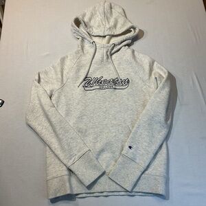Champion Hoodie Heather Gray Wheaton College Size S/P Front Pocket Hood Soft
